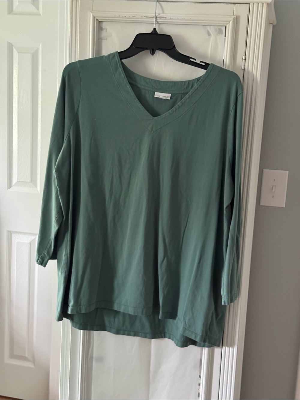 J. Jill Relaxed V-Neck Long Sleeve Top - Sage Green - Size 3X